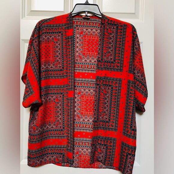 TEENPLO PRINT KIMONO KAFTAN RED FLORAL WOMEN'S SIZE S - Picture 1 of 4